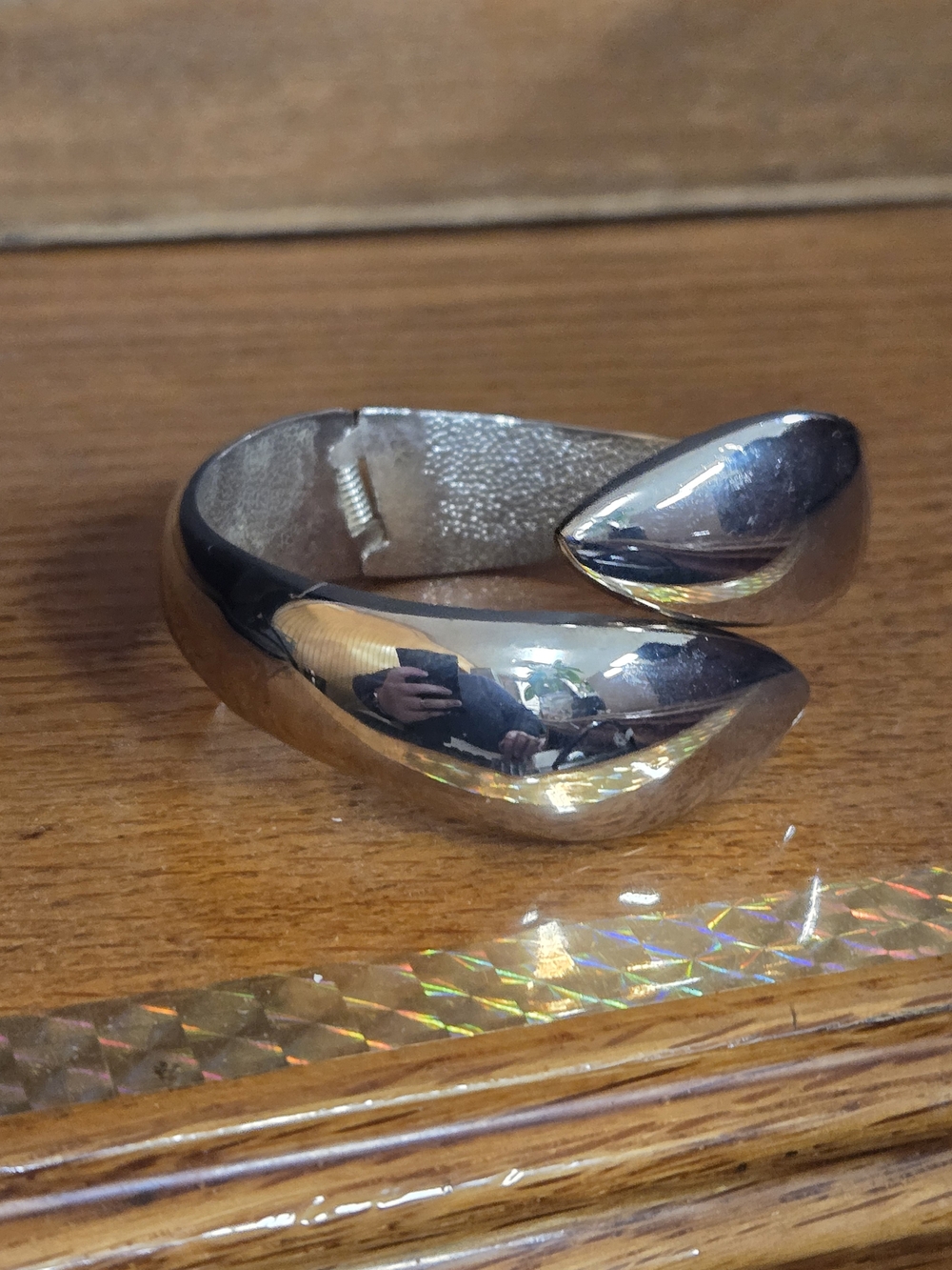 Vintage Silver-Tone Sculptural Cuff Bracelet Estate